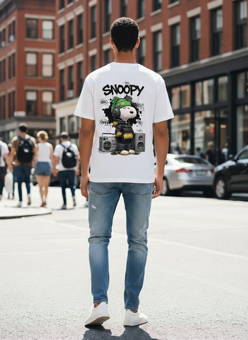 Cartoon - Snoopy with headphone Front & Back