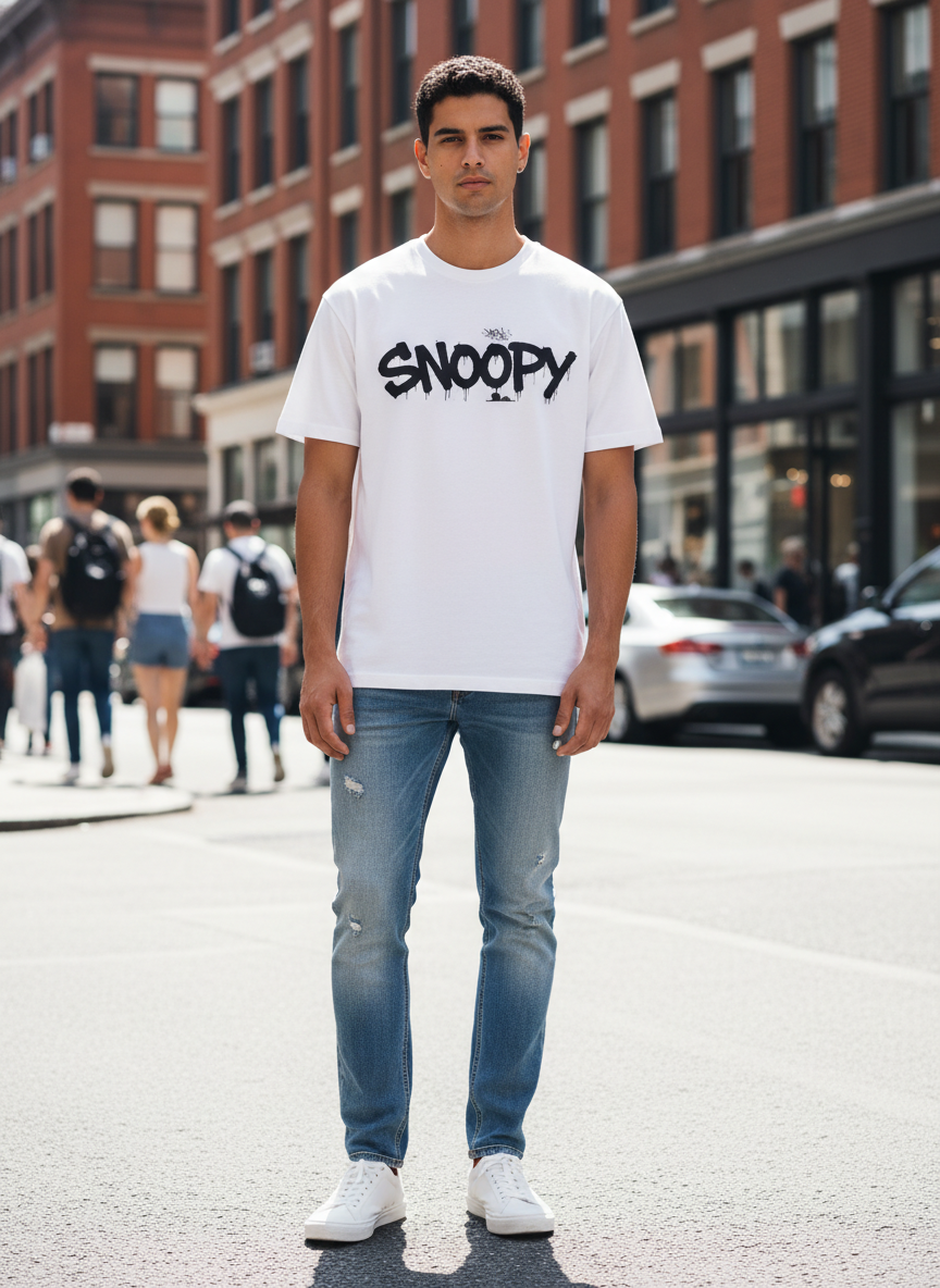 Cartoon - Snoopy with headphone Front & Back